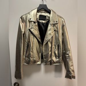 BLANK NYC gold faux leather jacket